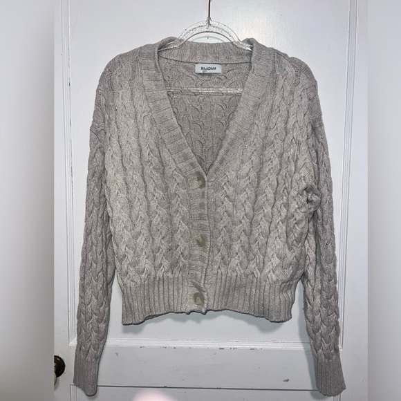 Naadam Chunky Cable Cashmere Blend Cardigan Size M $350 - Picture 1 of 6
